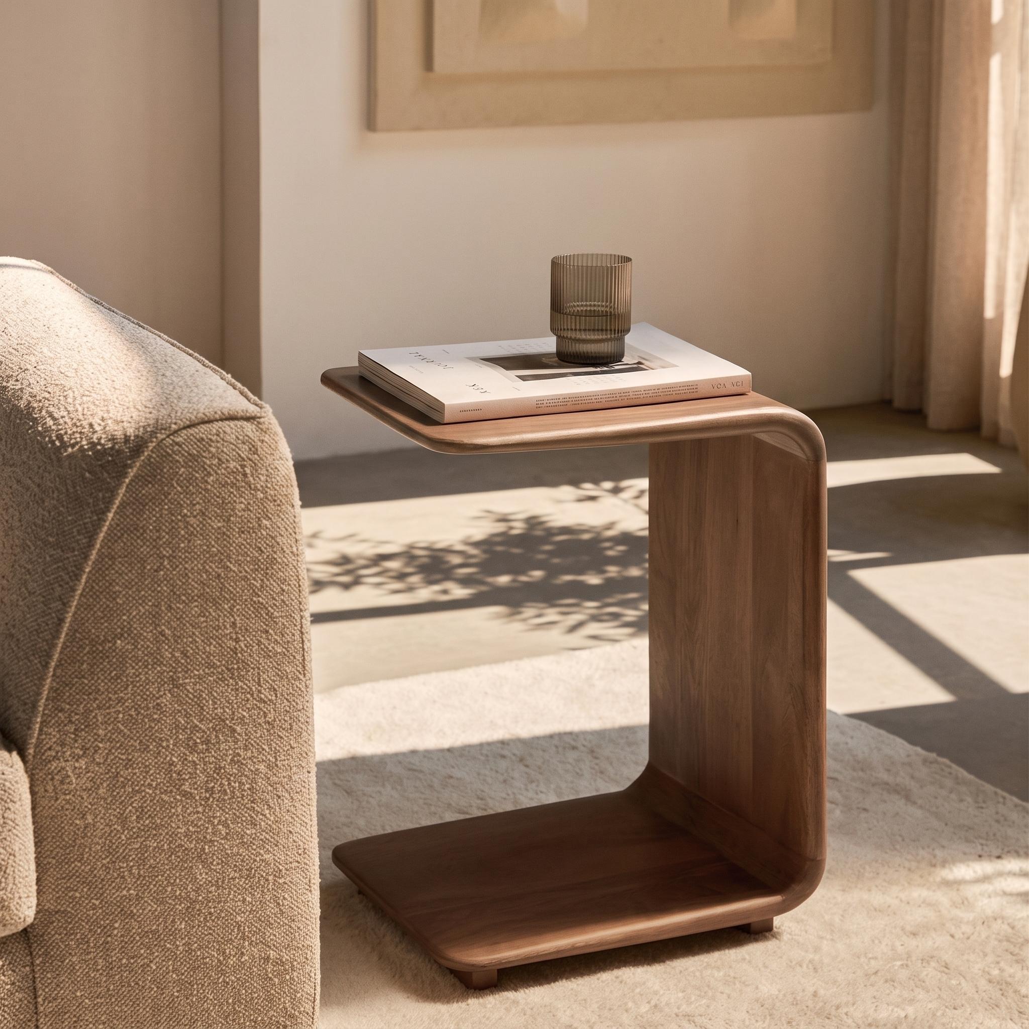 Walnut C-Table Side Table
