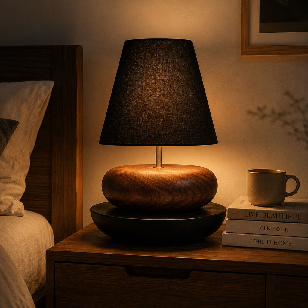 Modern Wood Pebble Table Lamp