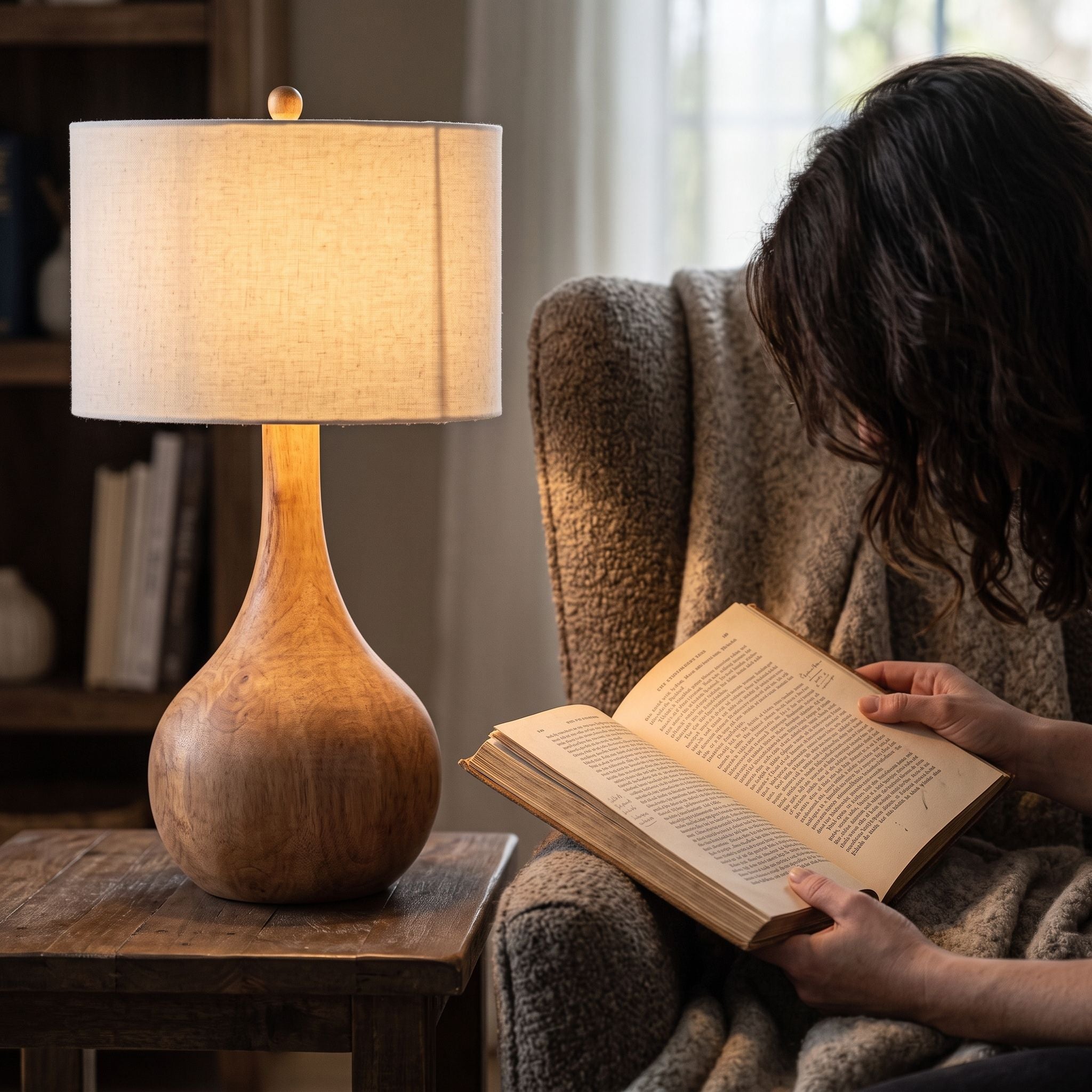 Handcrafted Wooden Table Lamp