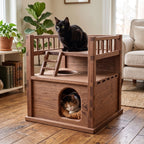Two-Story Wooden Cat House