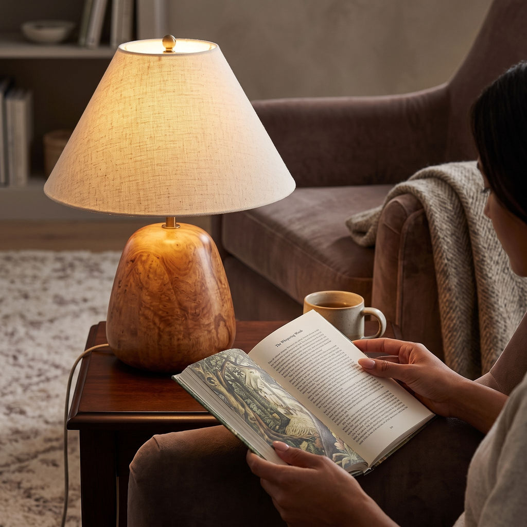 Sculptural Burl Wood Table Lamp