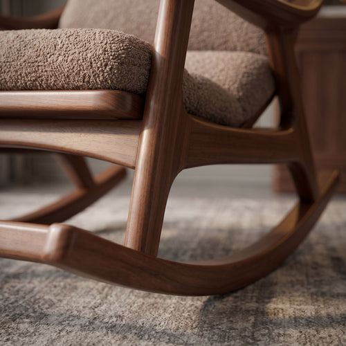 Boucle Lounge Rocking Chair with Ottoman.