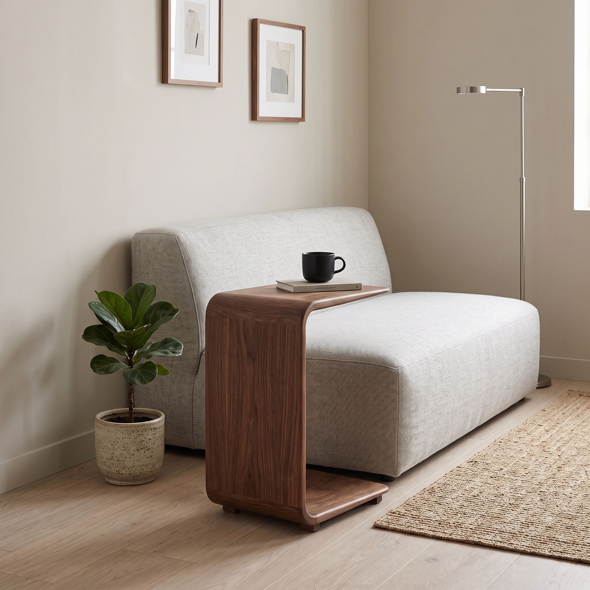 Walnut C-Table Side Table