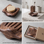 Wooden Soap Dish with Drainage Slots
