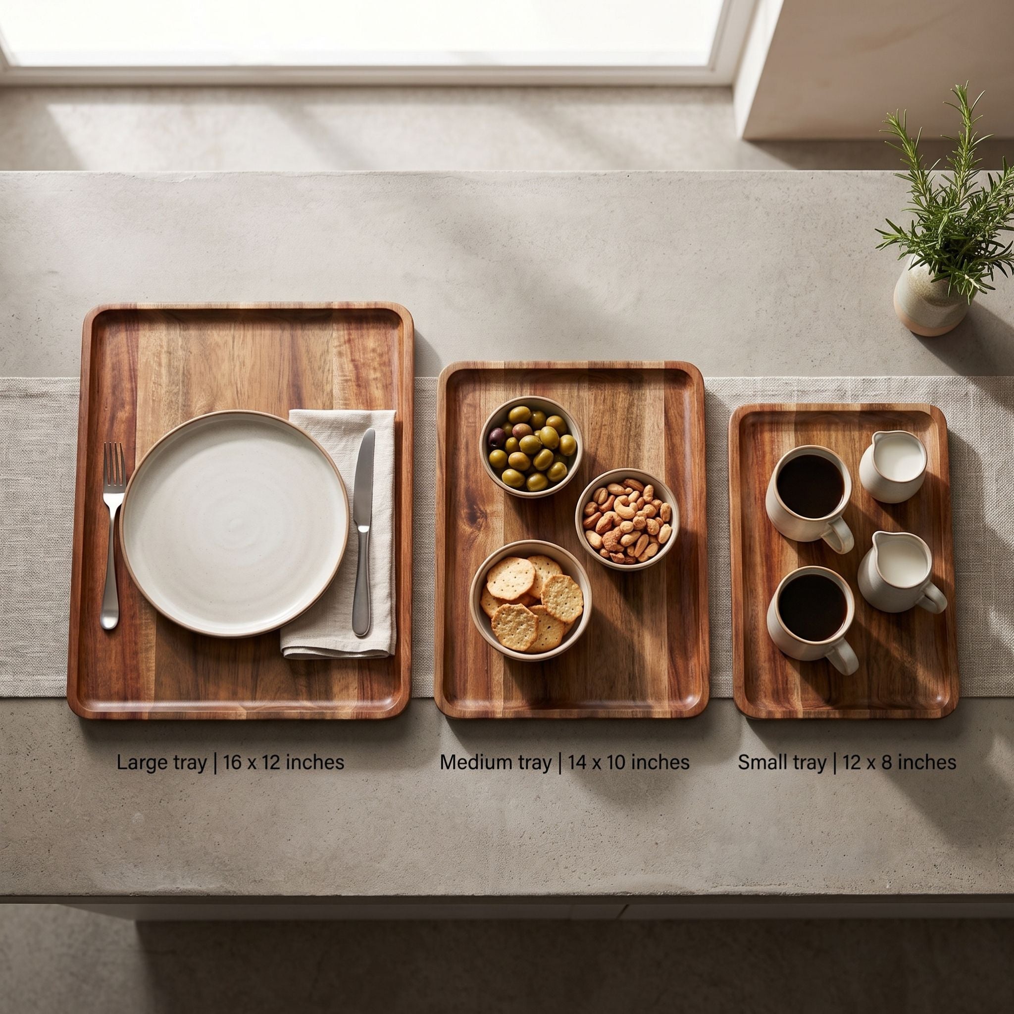 Acacia Wood Serving Trays Set of 3