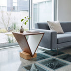 Sculptural Walnut V-Shape Side Table