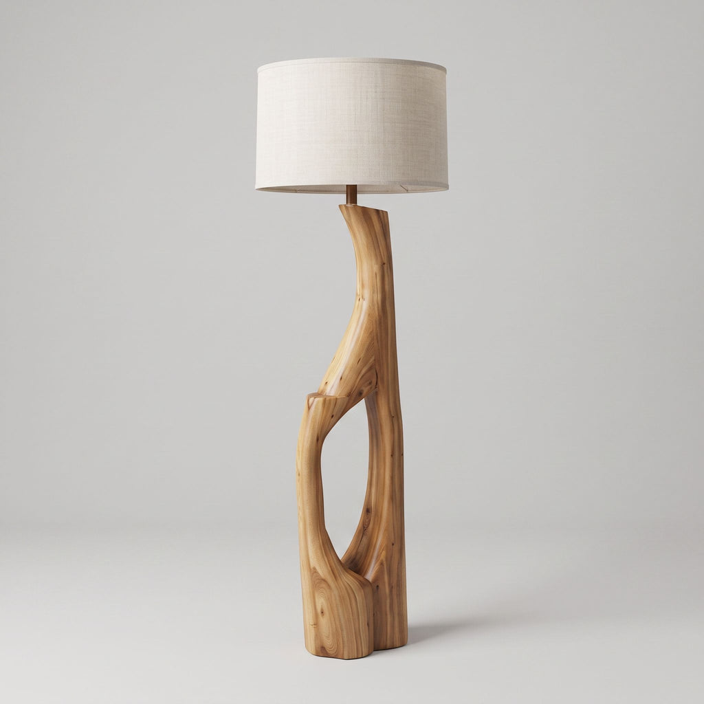 Sculptural Wood Floor Lamp