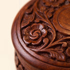 Wooden Coasters Set with Carved Pot