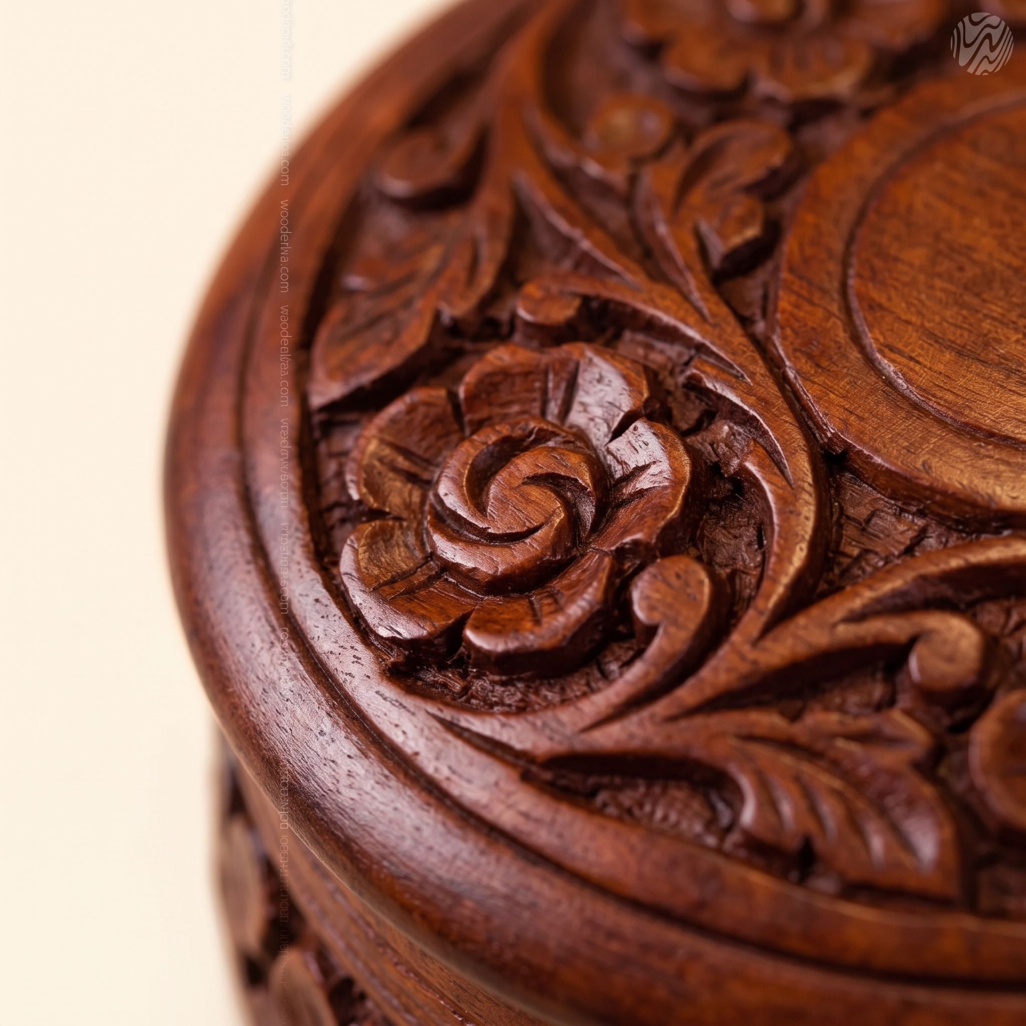 Wooden Coasters Set with Carved Pot