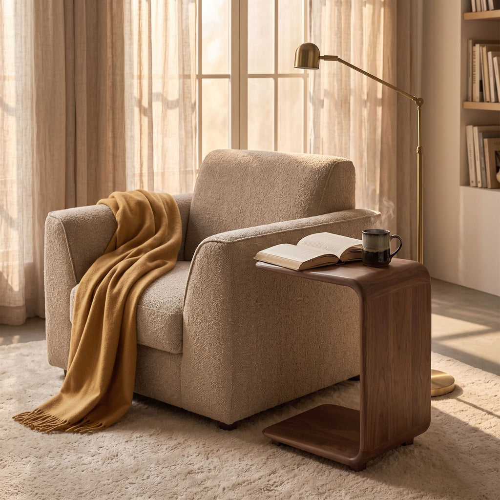 Walnut C-Table Side Table
