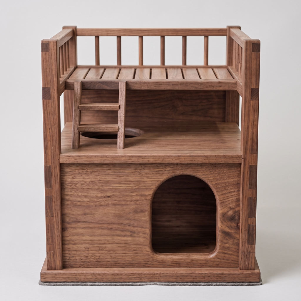 Two-Story Wooden Cat House