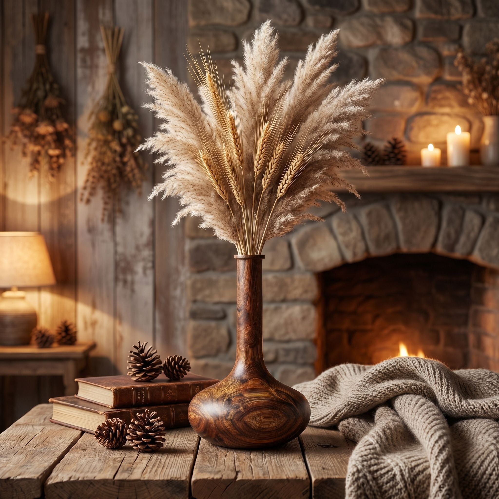 Hand-Turned Wood Genie Bottle Vase