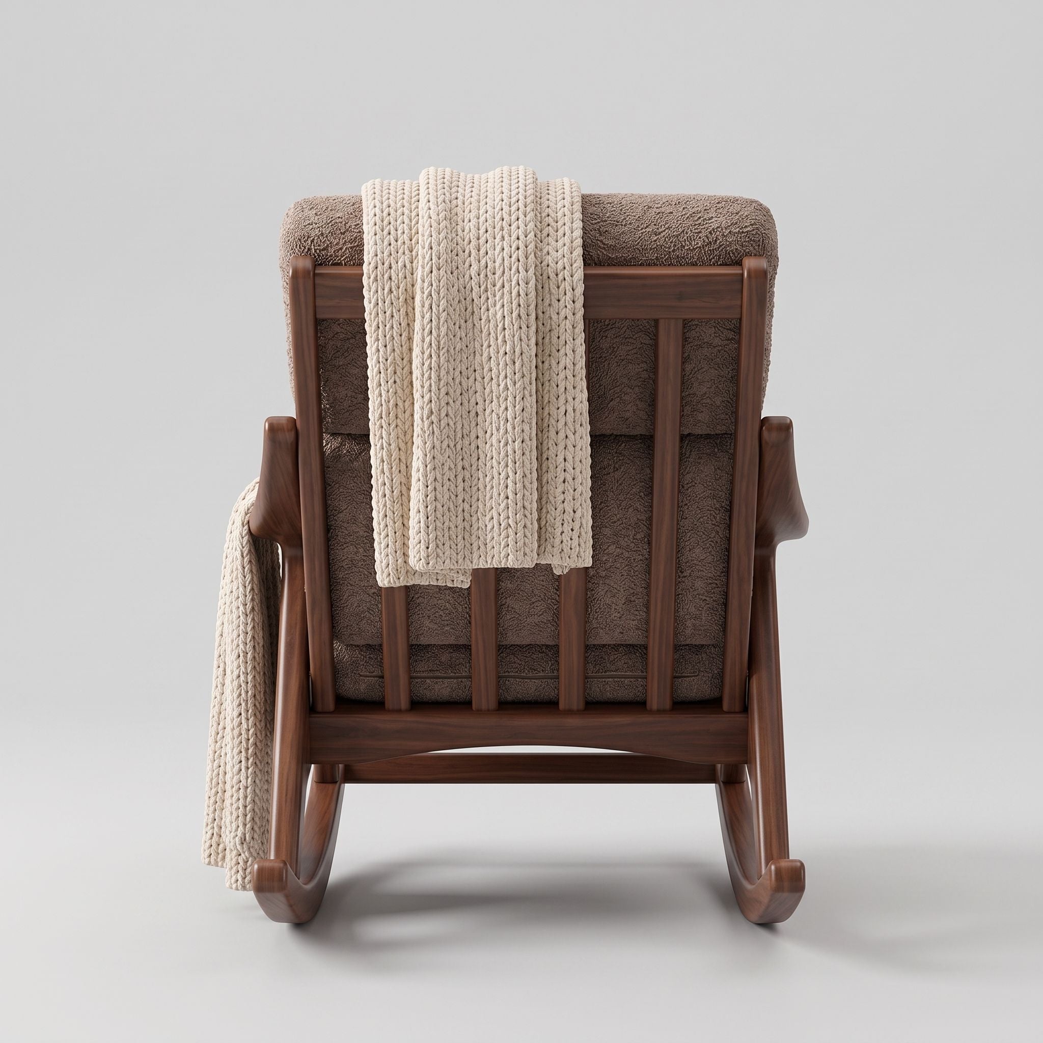 Boucle Lounge Rocking Chair with Ottoman.