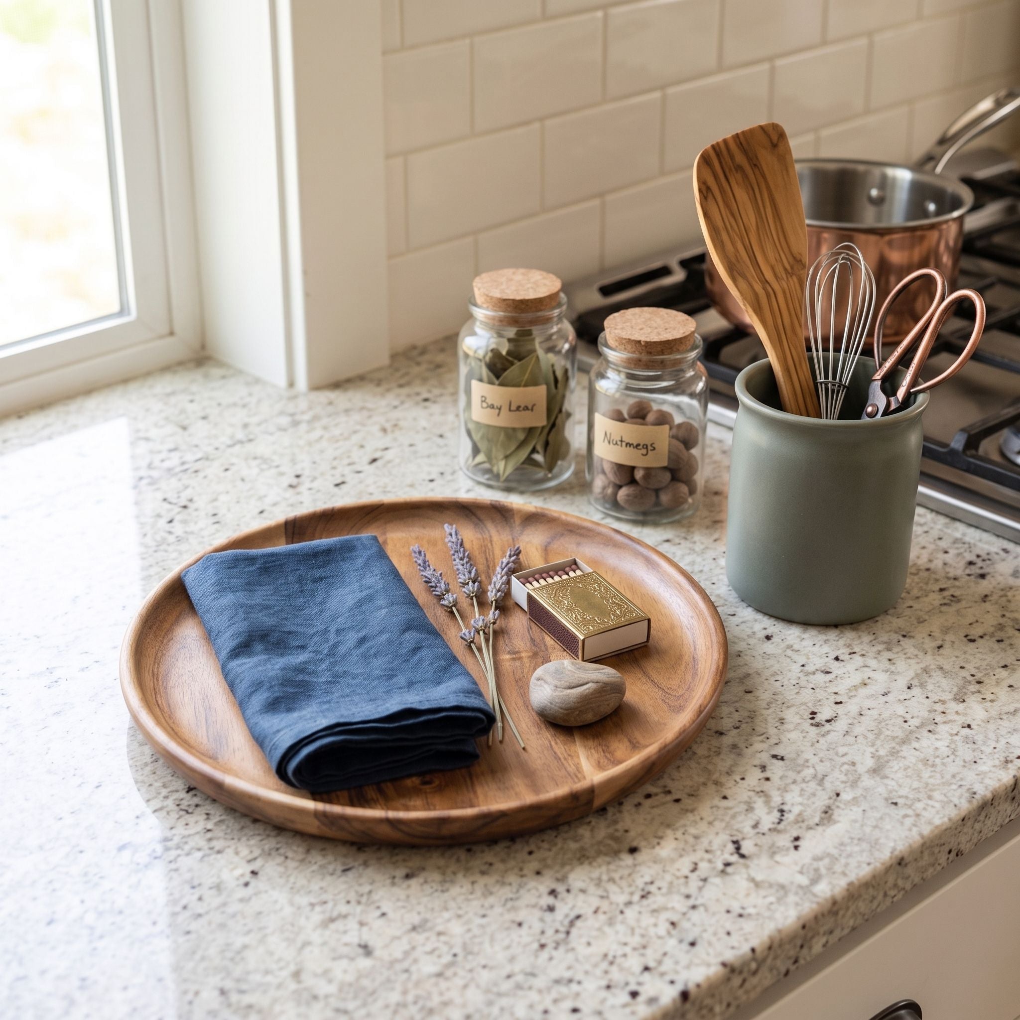 Round Wooden Serving Tray 12 Inch