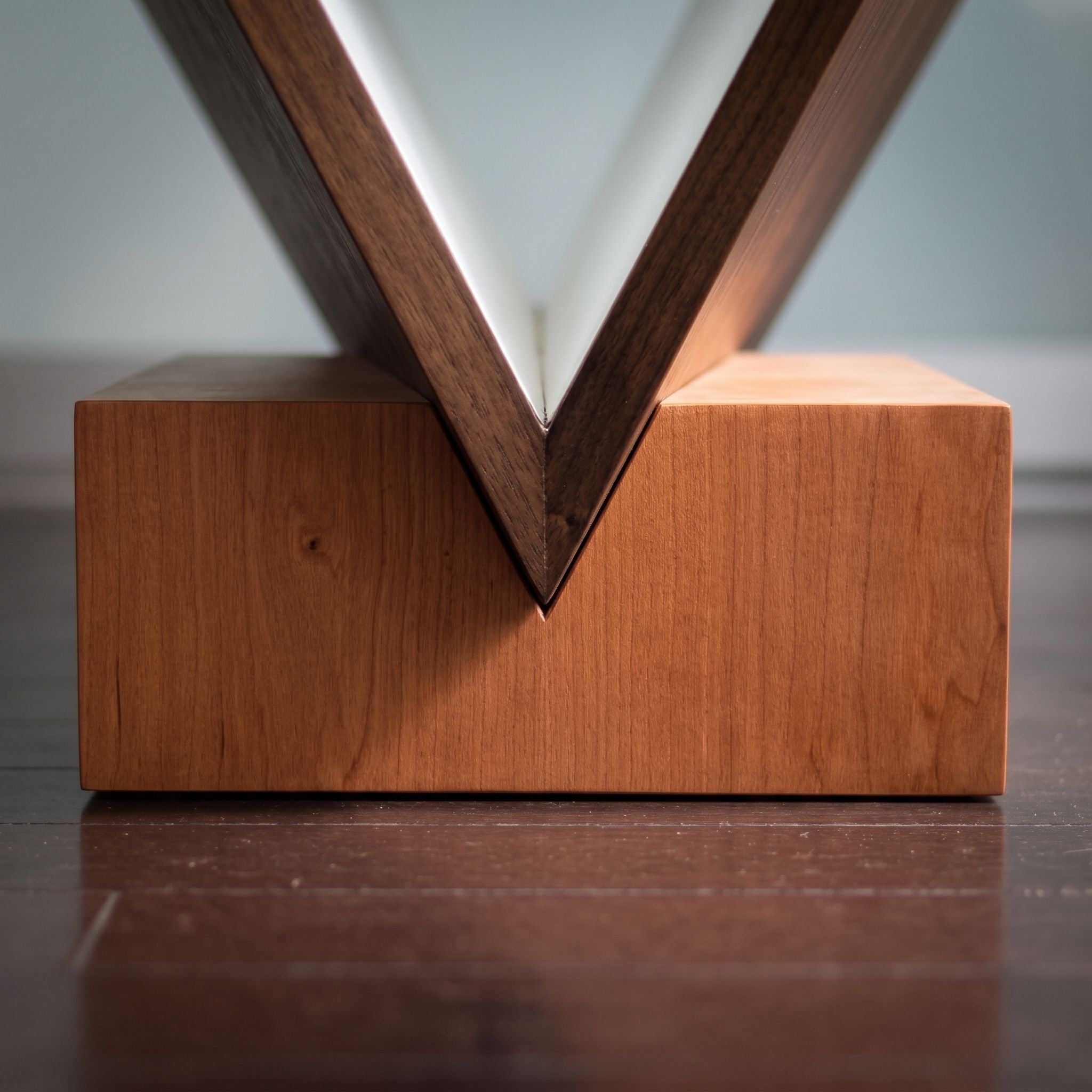 Sculptural Walnut V-Shape Side Table