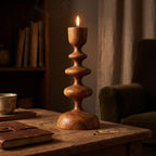 Sculptural Stacked Wood Candle Holder