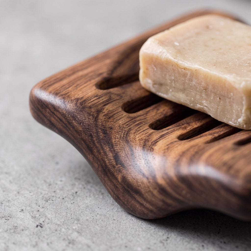 Wooden Soap Dish with Drainage Slots