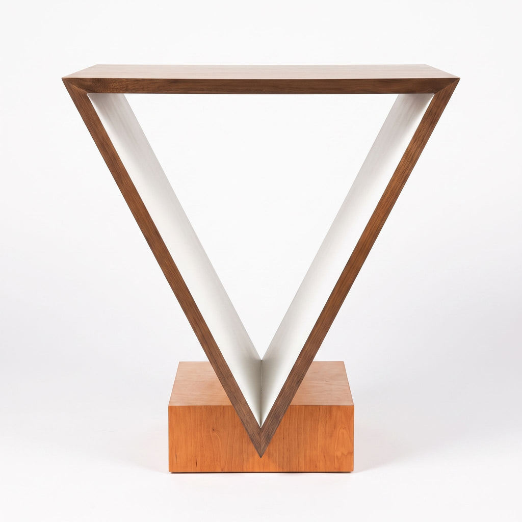 Sculptural Walnut V-Shape Side Table