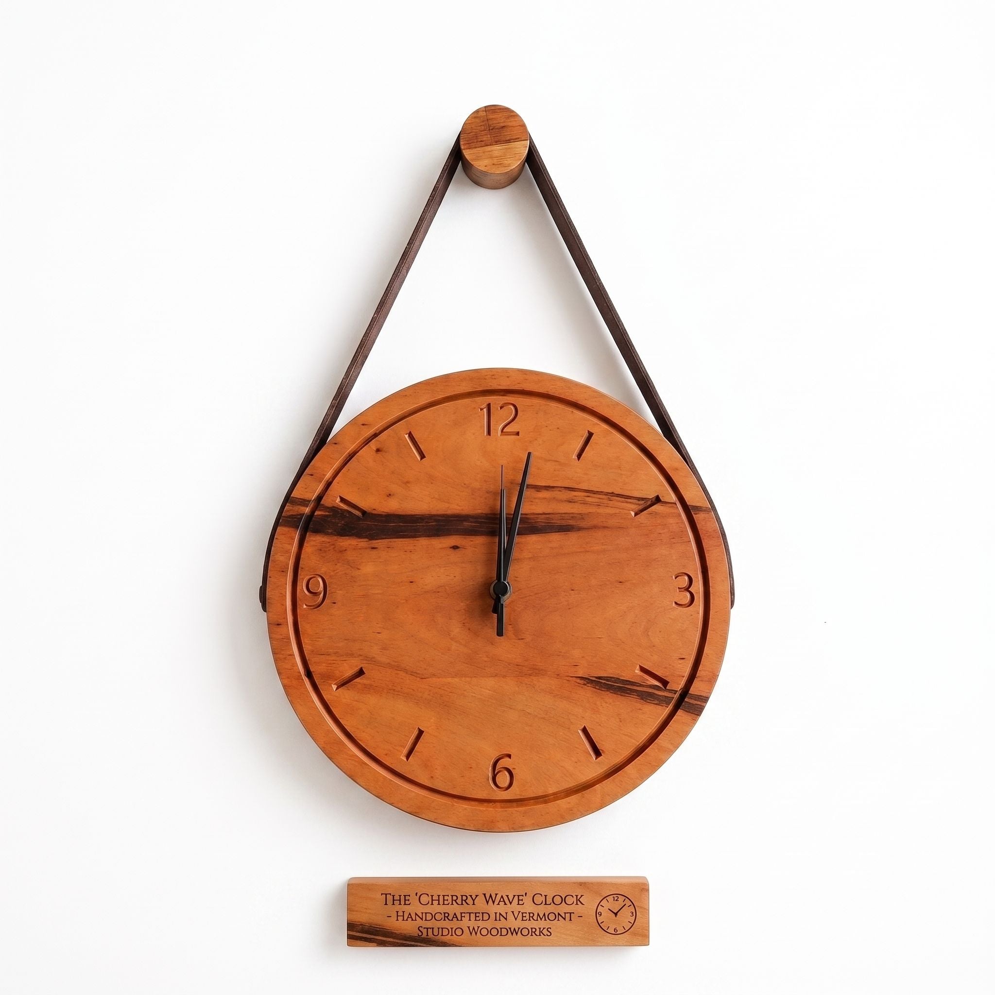 Leather Strap Hanging  Wall Clock