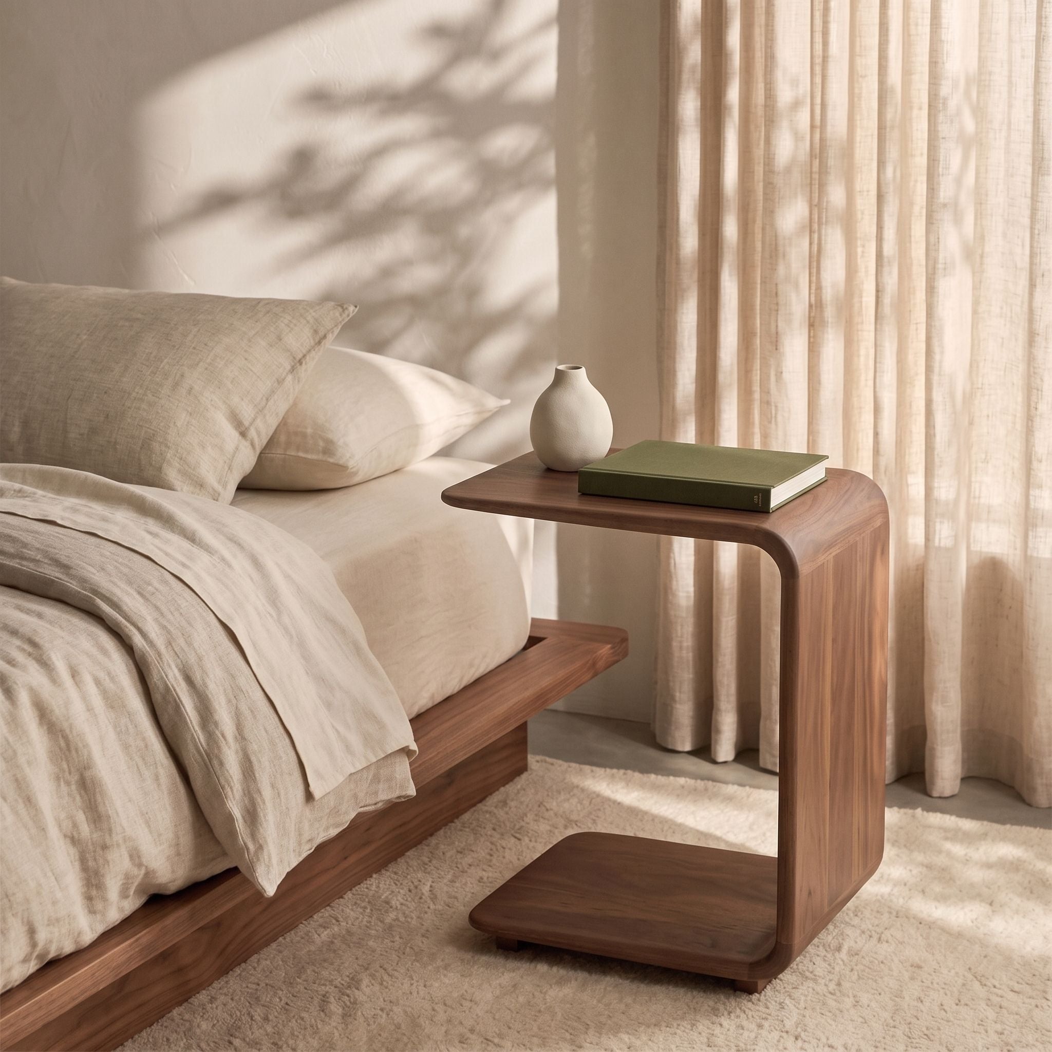 Walnut C-Table Side Table