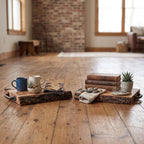 Rustic Wooden Serving Tray with Bark Edges
