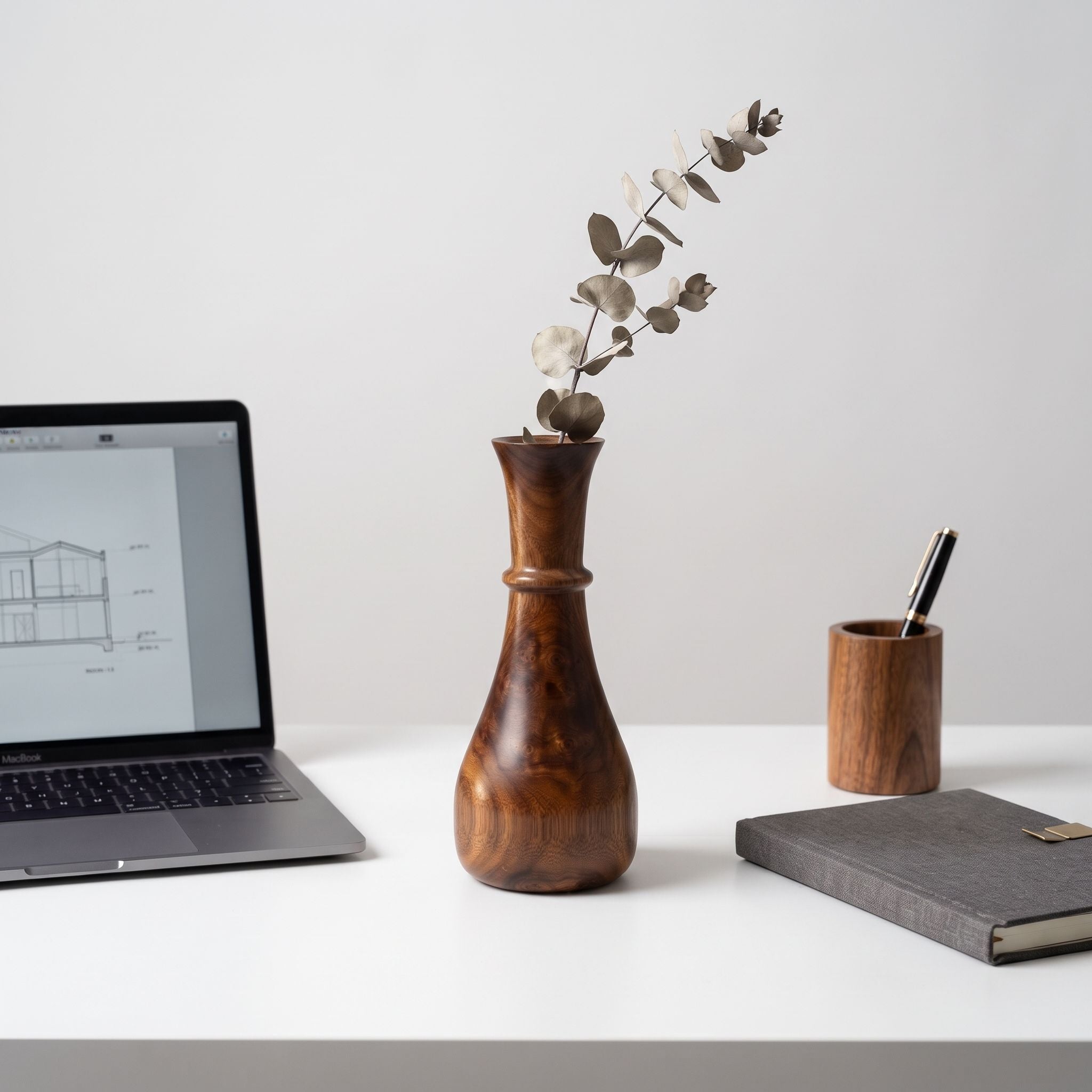 Hand-Turned Burl Wood Bud Vase