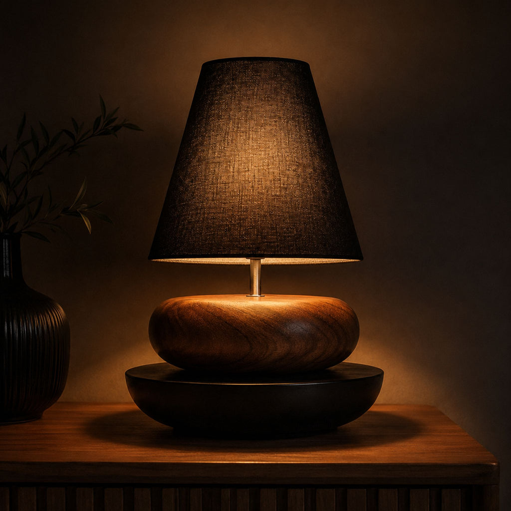 Modern Wood Pebble Table Lamp