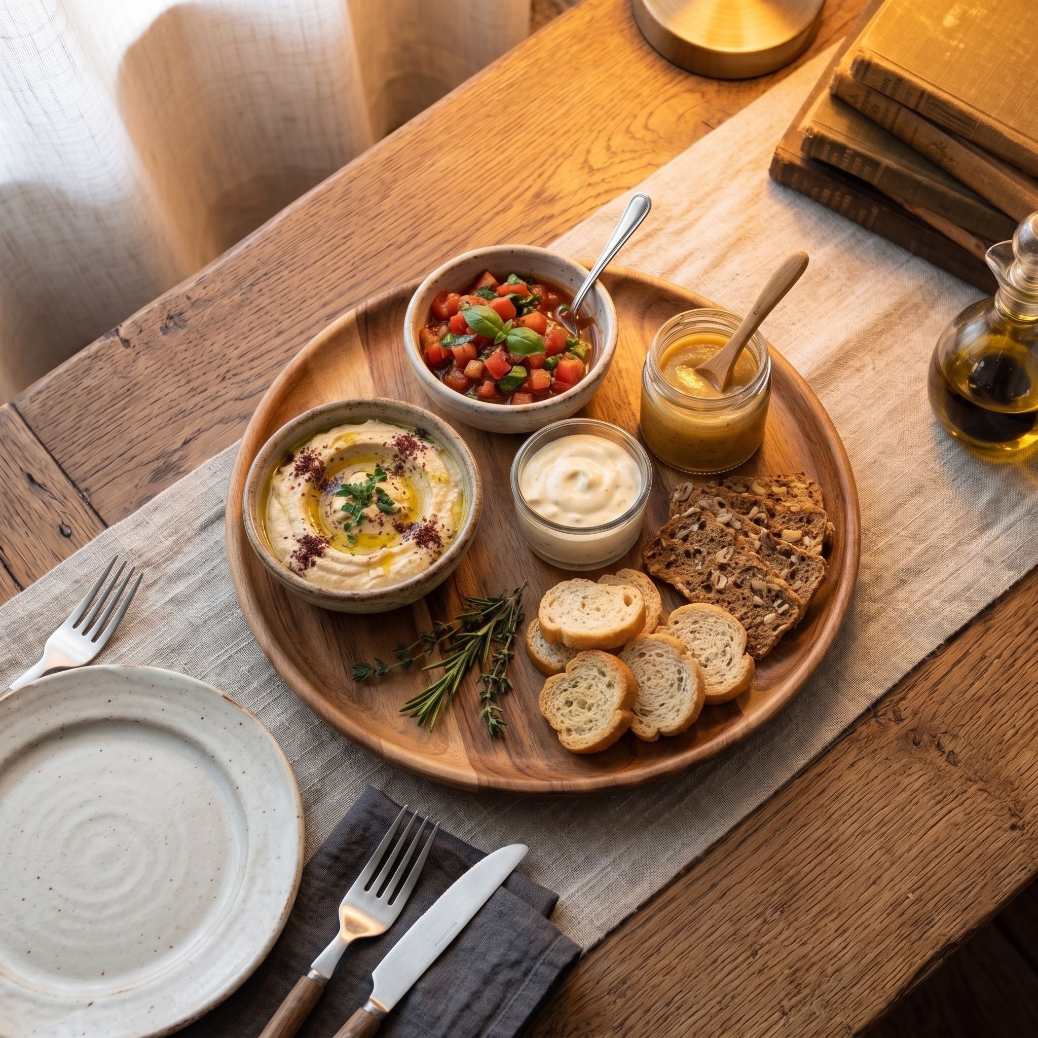 Round Wooden Serving Tray 12 Inch