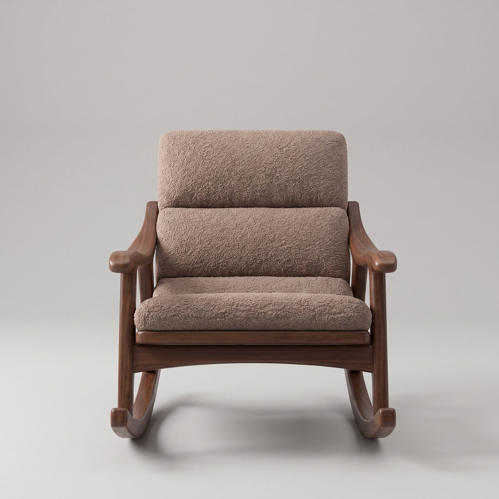 Boucle Lounge Rocking Chair with Ottoman.