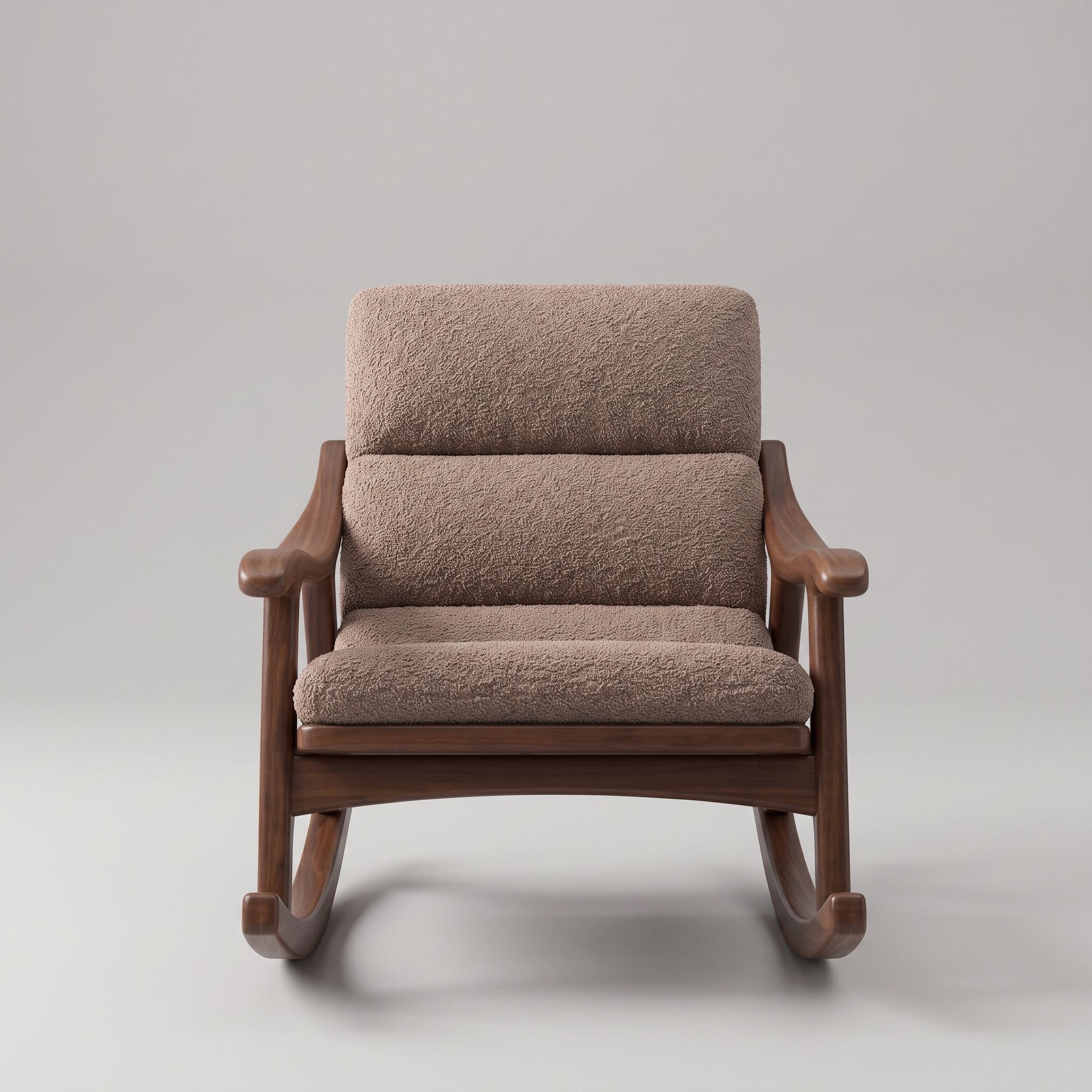 Boucle Lounge Rocking Chair with Ottoman.