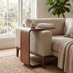Walnut C-Table Side Table