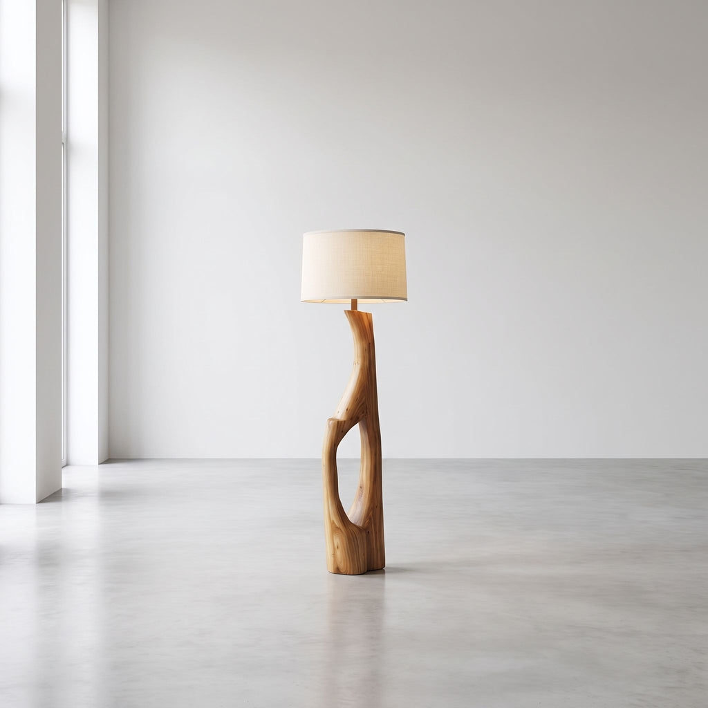 Sculptural Wood Floor Lamp
