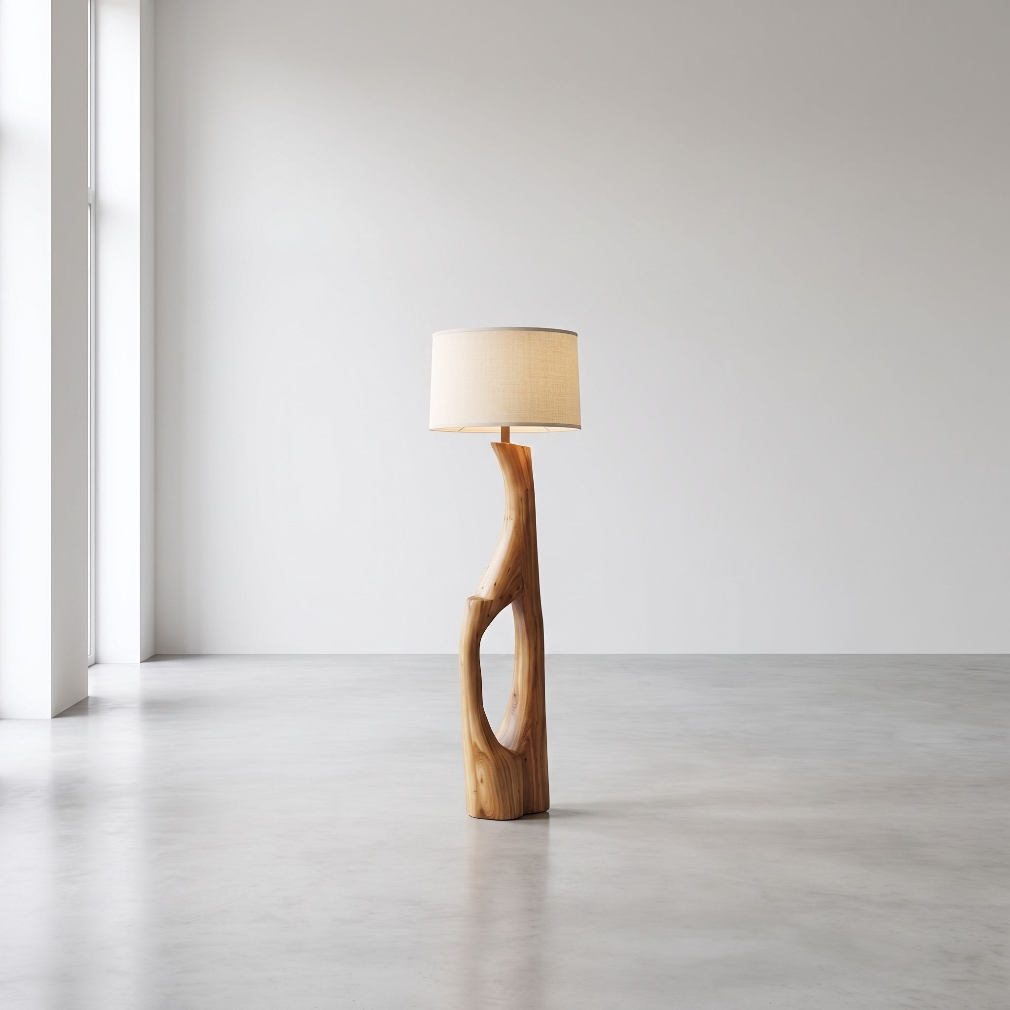 Sculptural Wood Floor Lamp