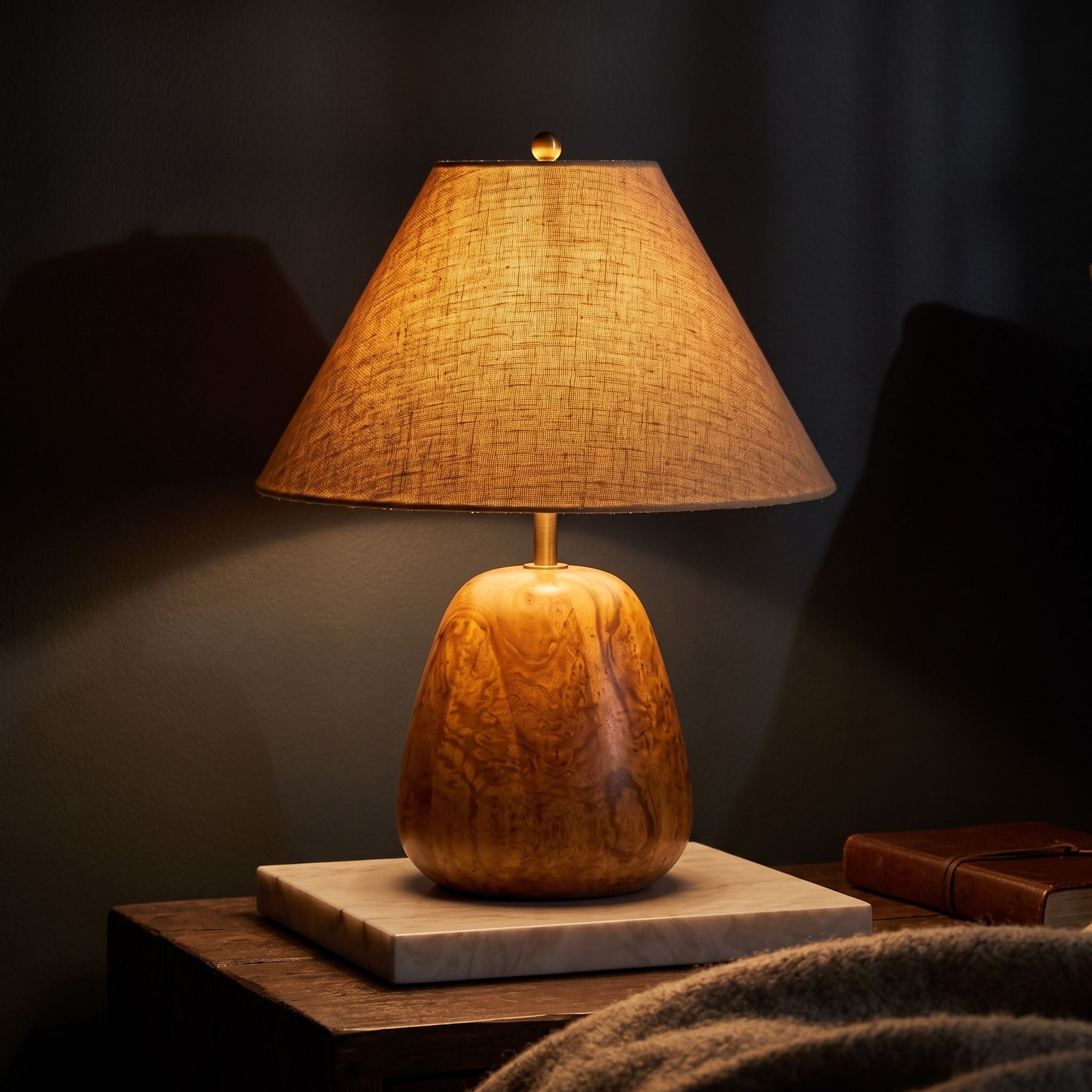Sculptural Burl Wood Table Lamp
