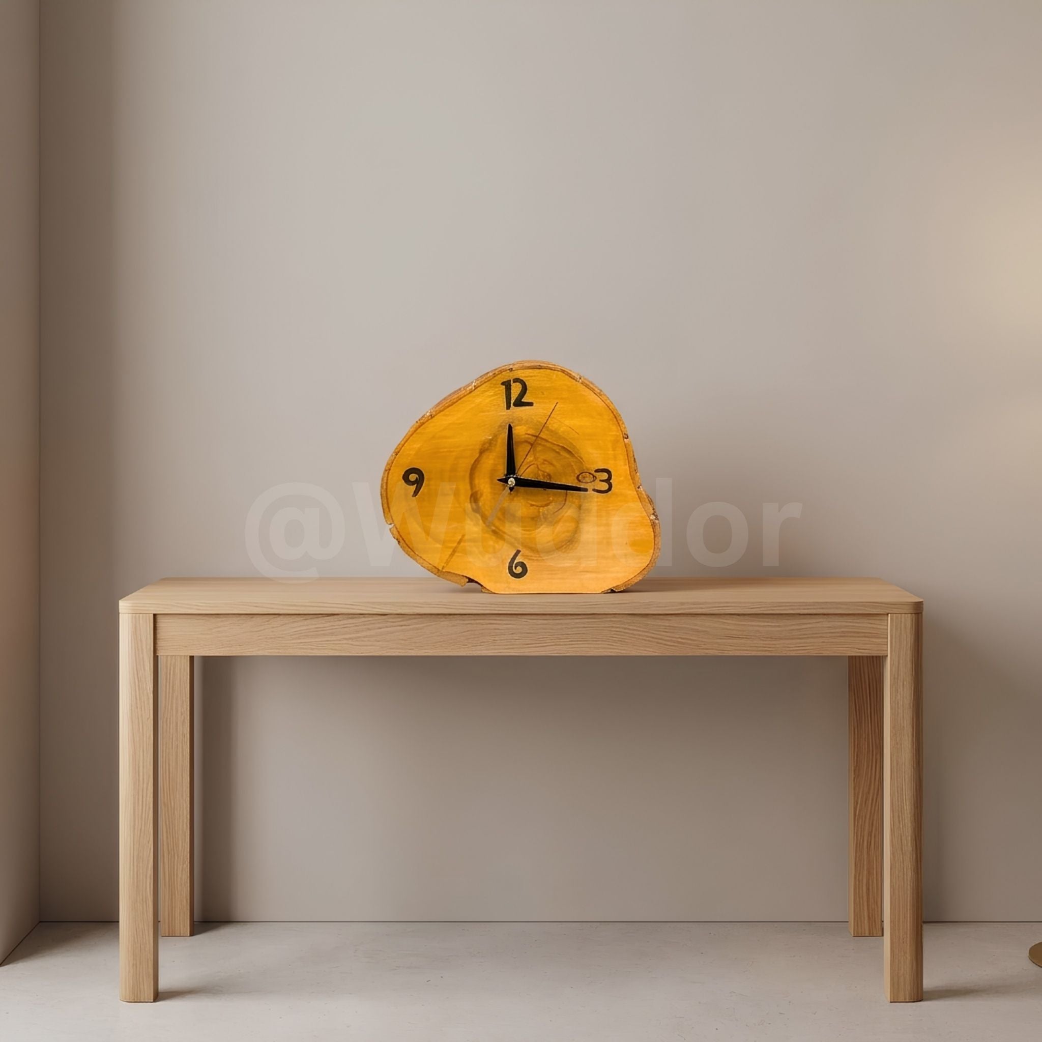 Live-Edge Wood Desk Clock