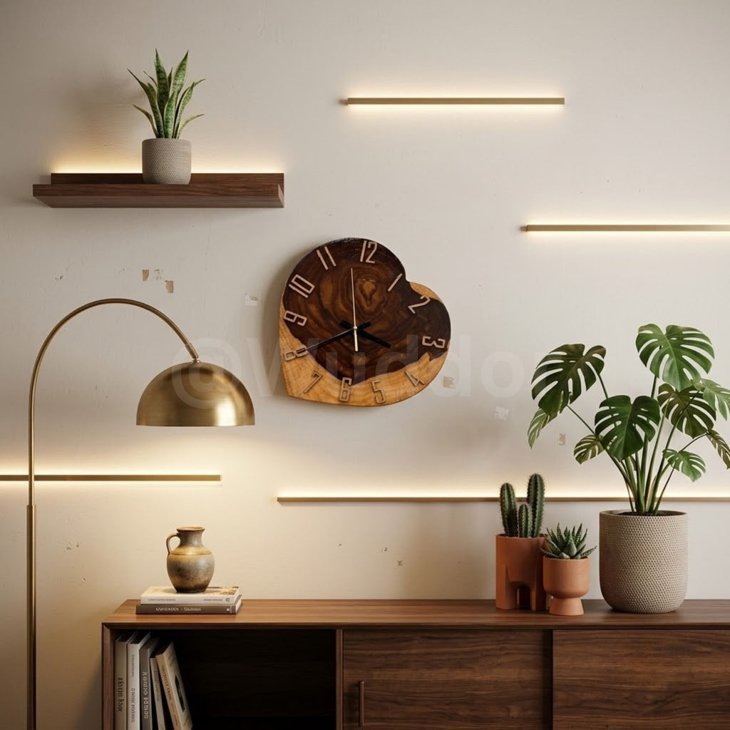 Handcrafted Heart-Shaped  Live Edge  Wall Clock