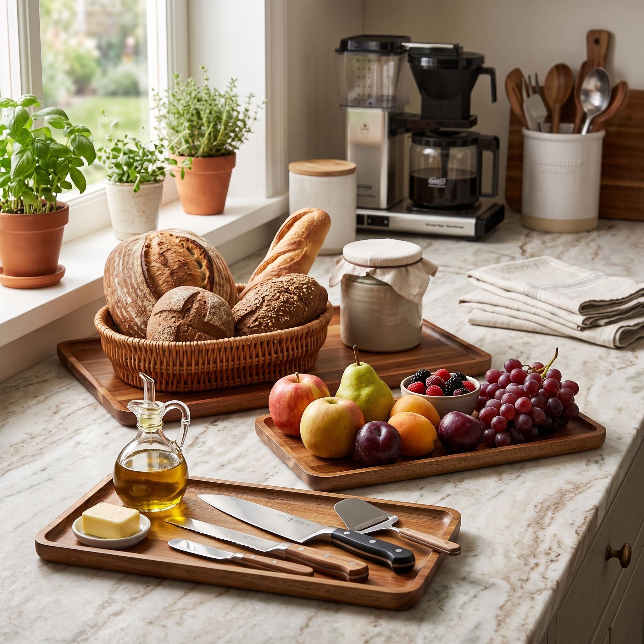 Acacia Wood Serving Trays Set of 3