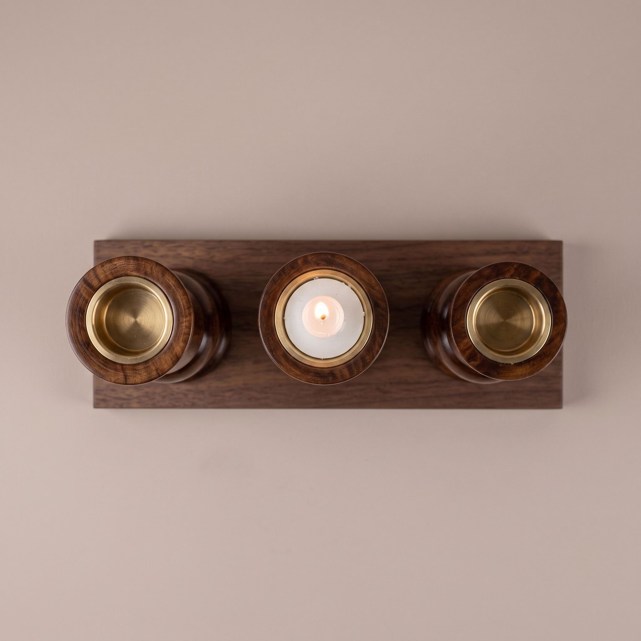Sculptural Tall Wood Candle Holder Set of 3