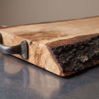 Rustic Wooden Serving Tray with Bark Edges