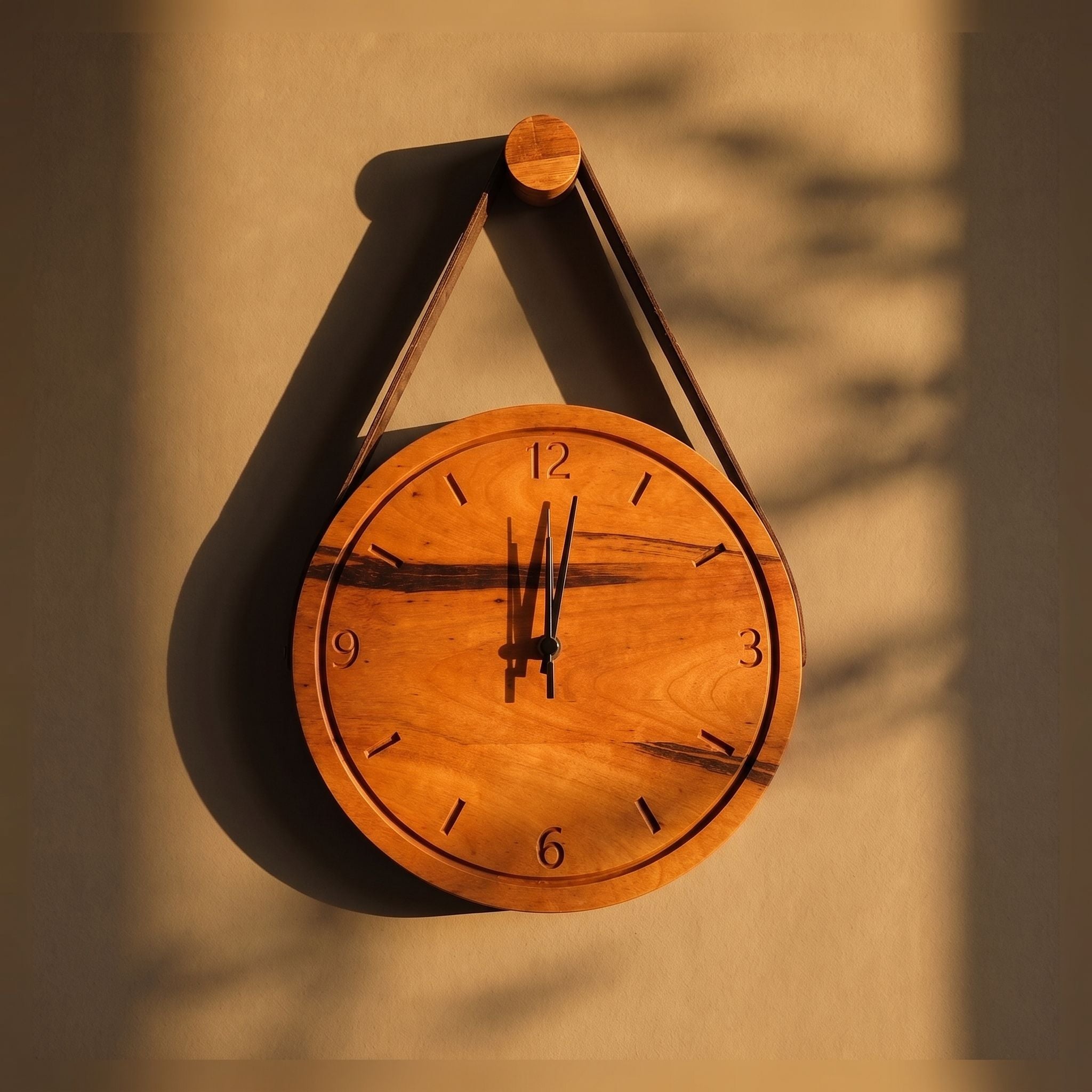 Leather Strap Hanging  Wall Clock
