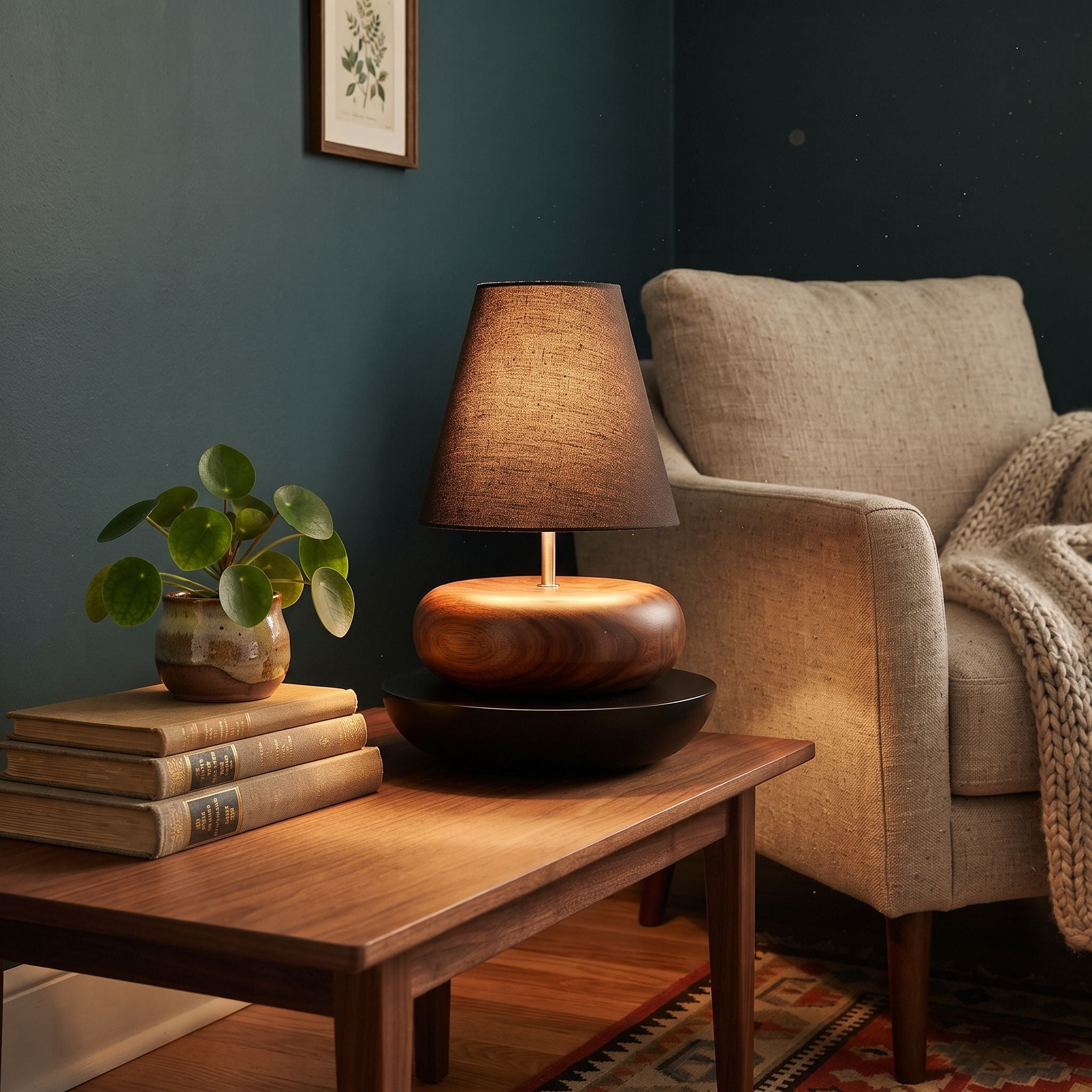 Modern Wood Pebble Table Lamp
