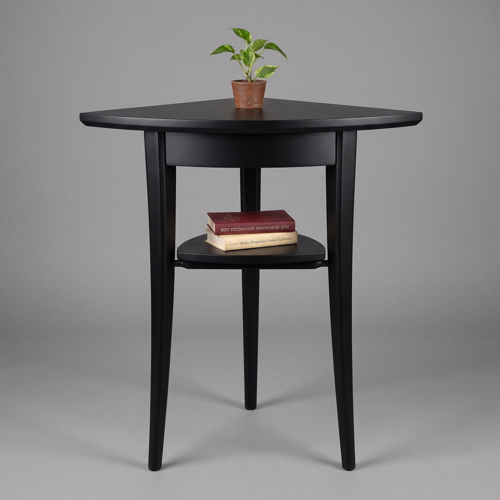 Walnut Corner Table with Drawer