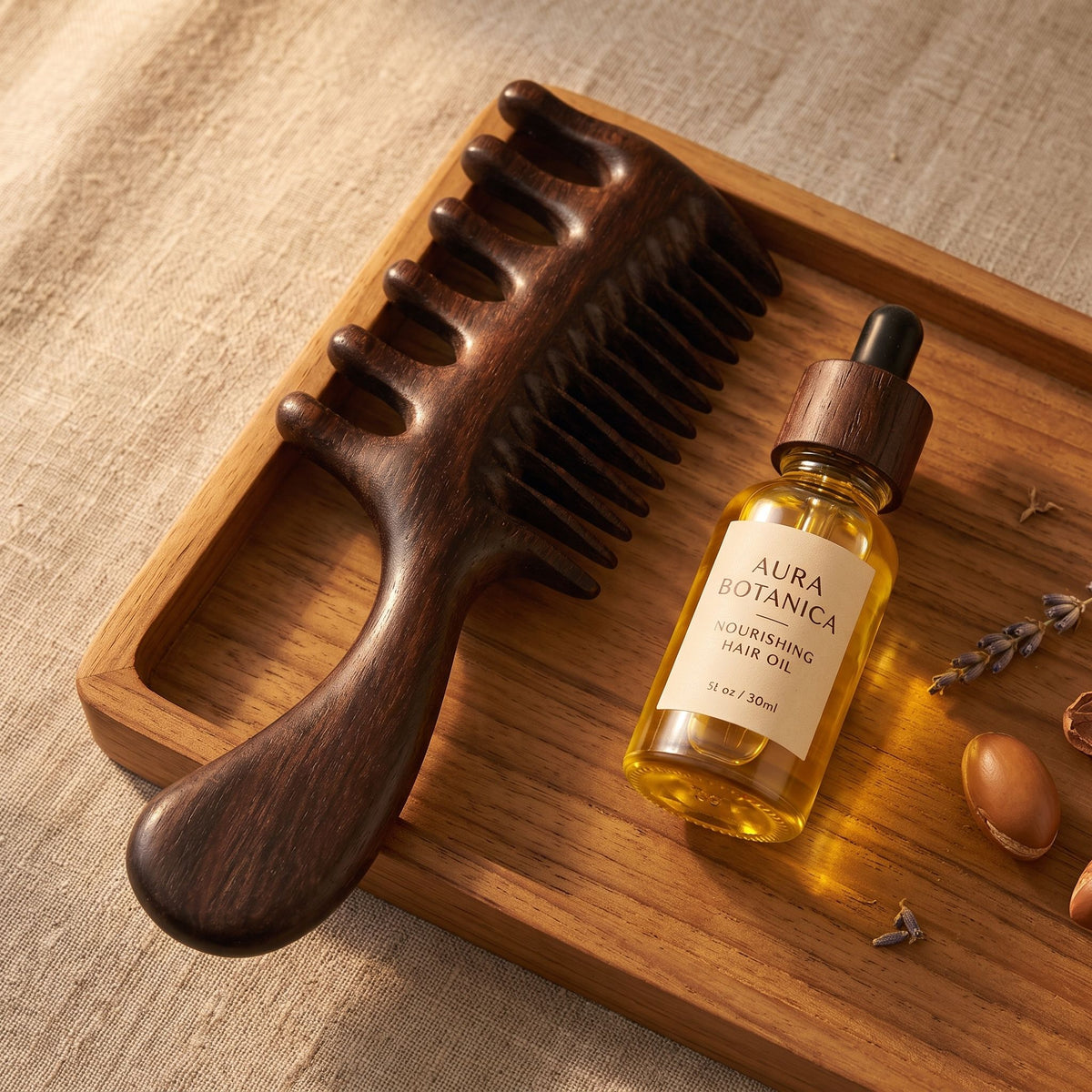 Wooden Comb and Scalp Massager