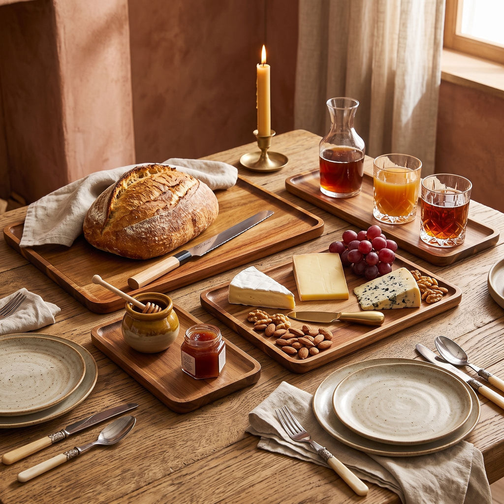Acacia Wood Serving Trays Set of 3