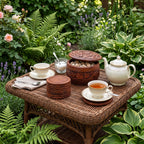 Wooden Coasters Set with Carved Pot