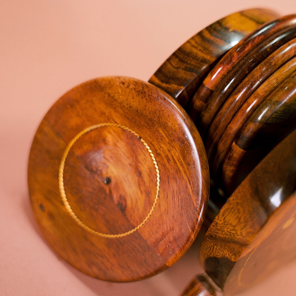 Wooden Coasters Set with Holder