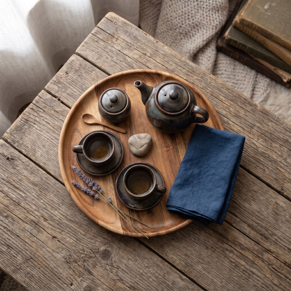Round Wooden Serving Tray 12 Inch