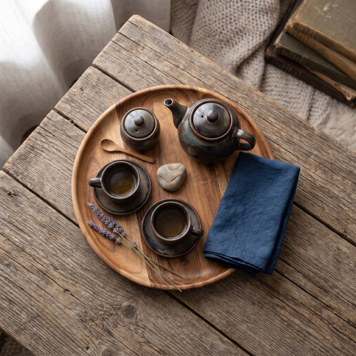 Round Wooden Serving Tray 12 Inch