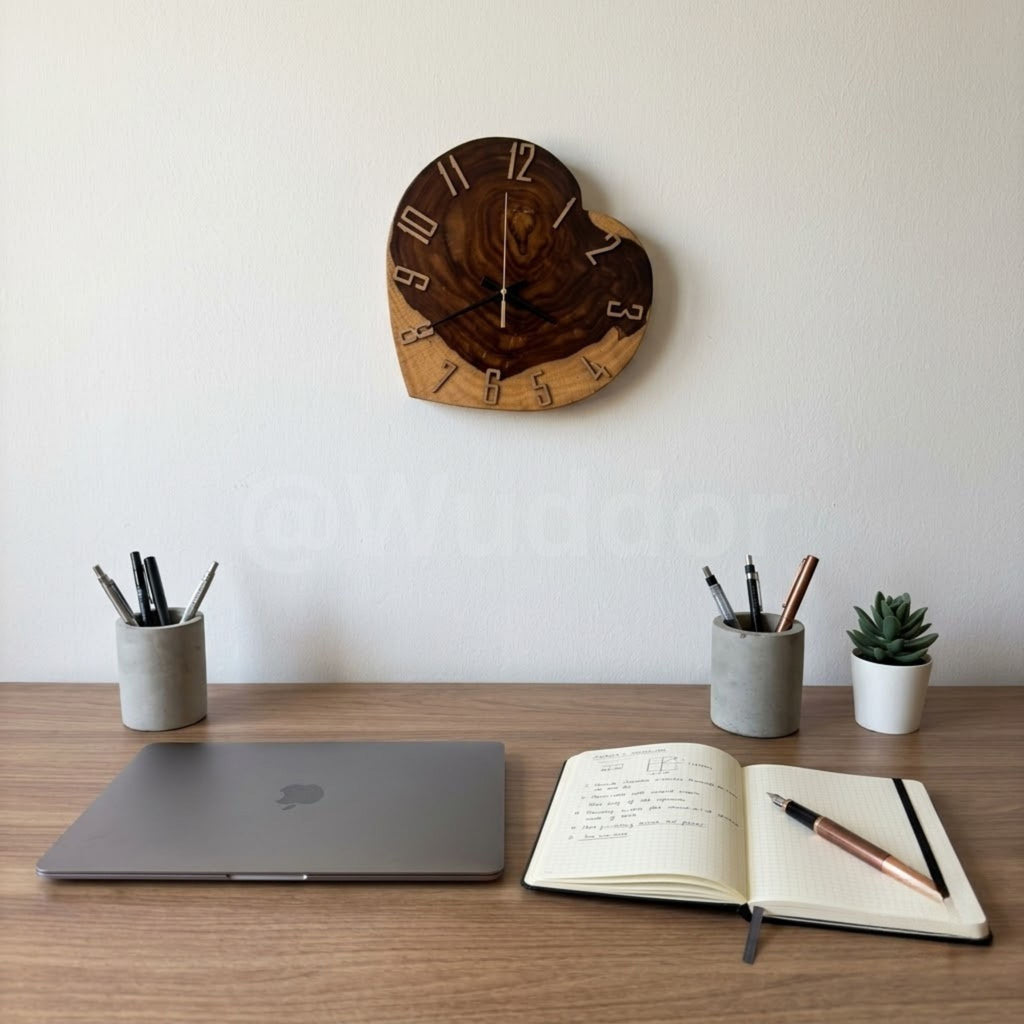 Handcrafted Heart-Shaped  Live Edge  Wall Clock