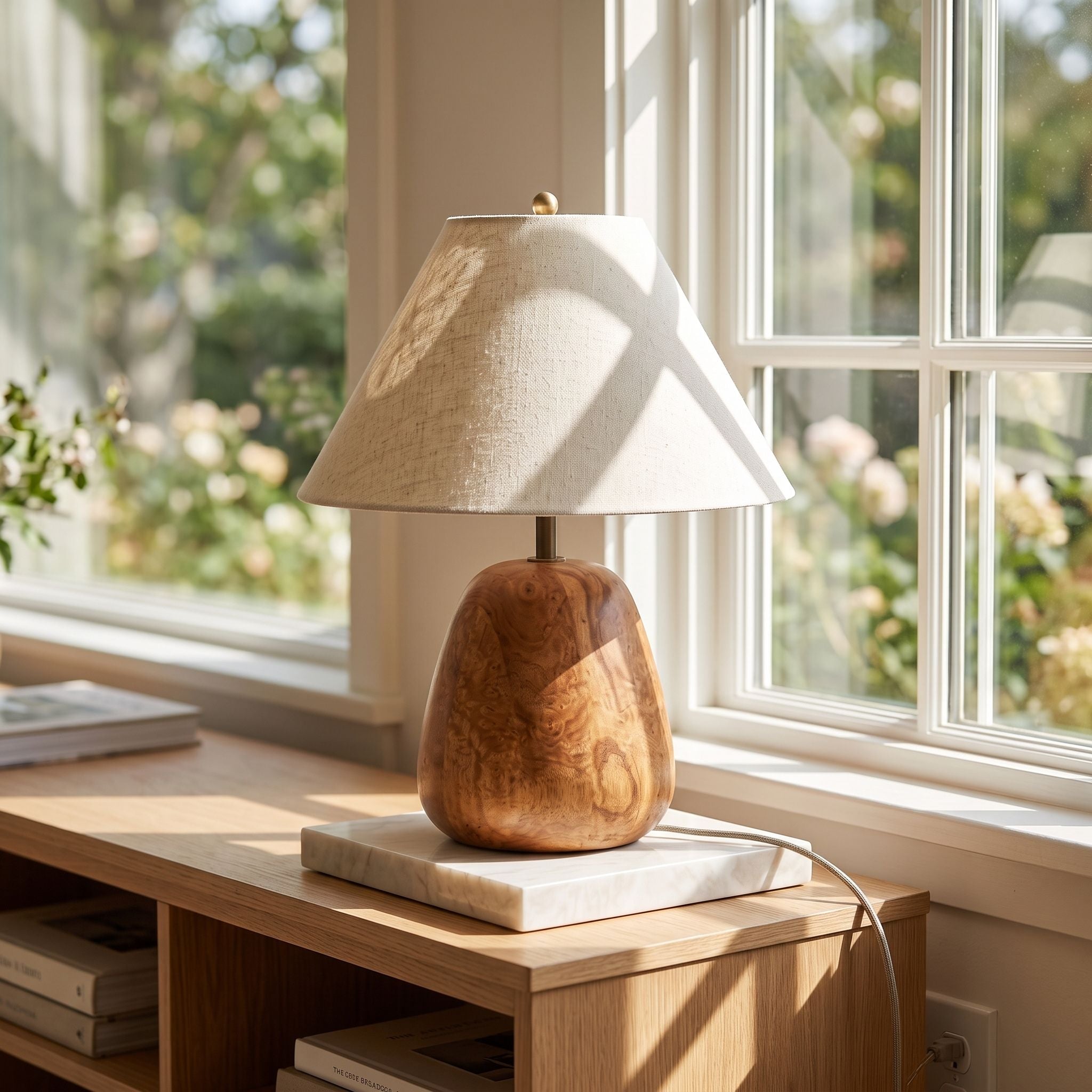 Sculptural Burl Wood Table Lamp